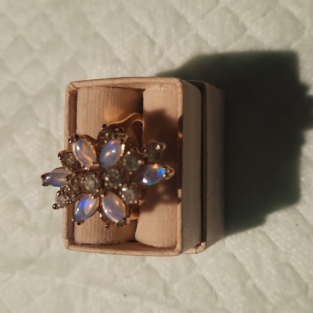 Stamped High End Fashion Ring with Gems